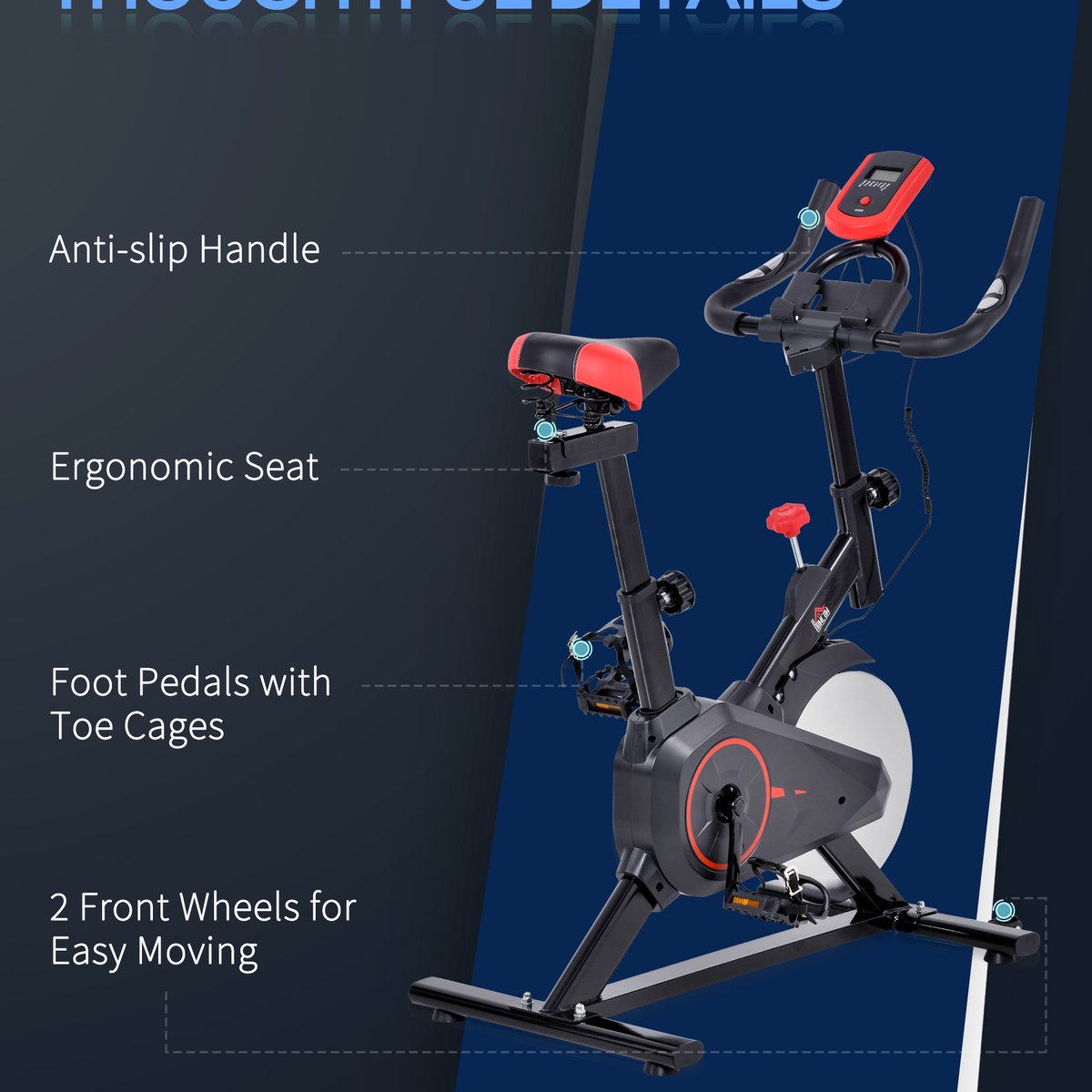 HOMCOM Fahrradtrainer Stahl Schwarz/Rot