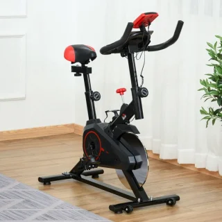 HOMCOM Fahrradtrainer Stahl Schwarz/Rot