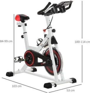 Indoorfiets - hometrainer - spinningfiets - fitnessfiets - indoor cycle - indoor bike - statische fiets - wit - staal en ABS
