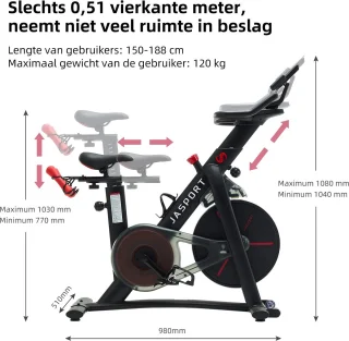 JASPORT S3 Spinningfiets Zwart
