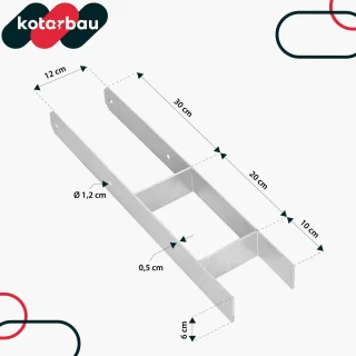 Kotarbau Stalen H‑brugvoet 120 mm - Set van 2