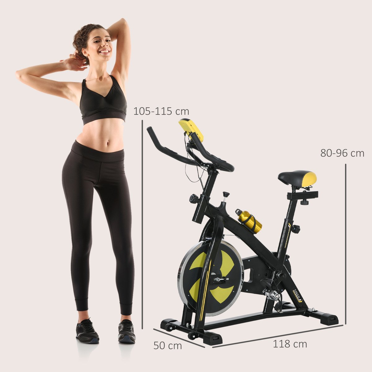 SPORTNOW Heimtrainer Stahl ABS-118L Gelb