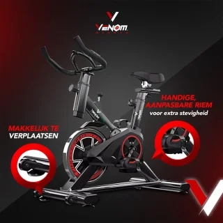 Venom Sports Hometrainer Fiets Indoor Zwart/Rood