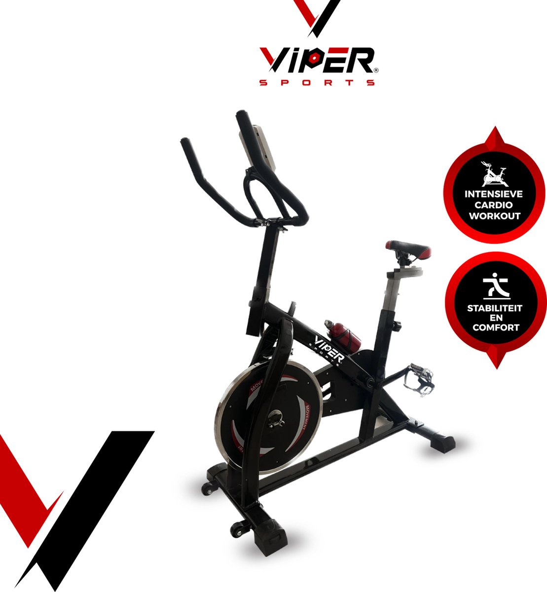 De Viper Sports ZeusBike Indoorfiets Zwart/Rood in één oogopslag