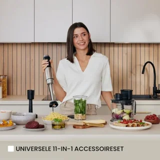 11-in-1 Multifunctionele Staafmixer – 1500W Krachtig, Titanium Messen, Krasbestendig, Inclusief Accessoires voor Mixen, Kloppen en Malen