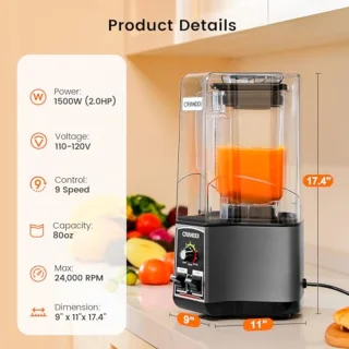Stille schild-mixer 200 ml - Professionele mixer voor smoothies en ijsversnippering 1500 W