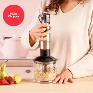 Ergonomische Staafmixer met Turbo en Ijsfuncties – 1500W, 4 RVS Messen, Inclusief Accessoires