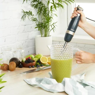 Hand Blender Stainless Steel Rod Blade Electric Stick Blender - 2 Speeds Detachable Compact Immersion Blender For Soups Smoothies - Baby Food 600 W Grey Gold