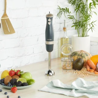 Hand Blender Stainless Steel Rod Blade Electric Stick Blender - 2 Speeds Detachable Compact Immersion Blender For Soups Smoothies - Baby Food 600 W Grey Gold