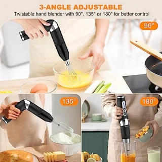Draadloze staafmixer 4-in-1 met 21 snelheden en verstelbare hoeken voor veelzijdig mixen