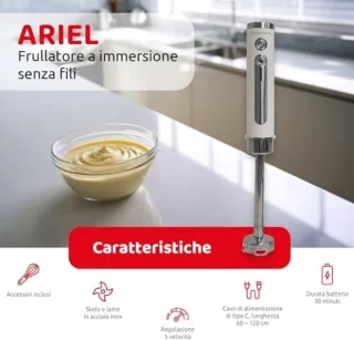 Draadloze Staafmixer Set - Oplaadbare Handmixer met Hakmolen, Garde, Maatbeker en USB-C Oplaadkabel - 5 Snelheden - Wit