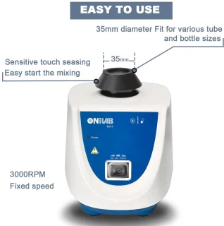 Vortex Mixer met Touch Start en Continu Modus - Ideaal voor Lab, Nagellak, Wimperlijm en Hobbyverf Menging - 3000 RPM