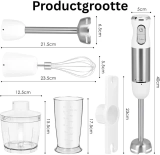 Staafmixer Set - Hakmolen - Groentesnijder - Soepmaker - Wit