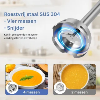 Staafmixer Set - Hakmolen - Groentesnijder - Soepmaker - Wit