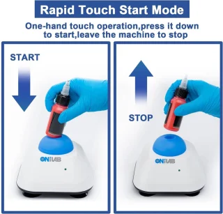 Vortex Mini-mixer met touch-functie voor laboratorium, nagellak en acrylverf - 120 stuks gemengde ballen, blauw