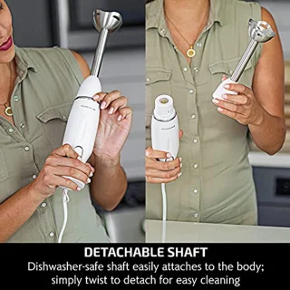 Multifunctionele Handmixer 300W - 2 Snelheden, Roestvrijstalen Messen, Afneembare Slang, Wit