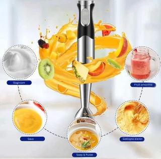 Staafmixer Set – 4-in-1 Staafmixerset Met 2 Snelheden en Turbofunctie – Hakmolen - Inclusief Maatbeker en opbergrek– 1200W - 25 x 23 x 14 cm
