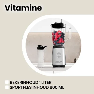Multifunctionele 4-in-1 blender met 1050W, 1 liter kan en 2 sportflessen - Elektrische juicer, koffiemolen en smoothiemaker