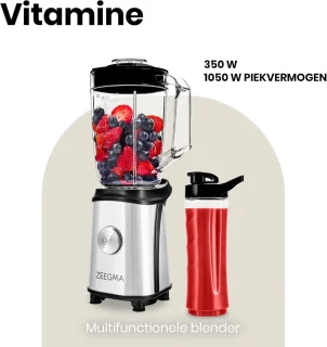 Multifunctionele 4-in-1 blender met 1050W, 1 liter kan en 2 sportflessen - Elektrische juicer, koffiemolen en smoothiemaker