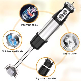 Wat vinden we goed aan de IBETTERTEC Staafmixer keukenmachine alles-in-één multifunctioneel Krachtige 1000W[RVS & Inclusief Accessoires] - Elektrische Staafmixer Set met Afneembare Mengvoet, Mixbeker en Meebeker