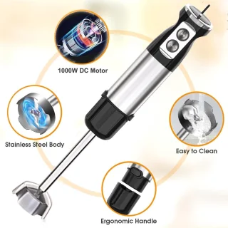 IBETTERTEC Staafmixer keukenmachine alles-in-één multifunctioneel Krachtige 1000W[RVS & Inclusief Accessoires] - Elektrische Staafmixer Set met Afneembare Mengvoet, Mixbeker en Meebeker