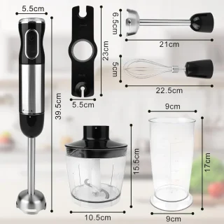 Staafmixer Set - Hakmolen - Groentesnijder - Soepmaker - Zwart