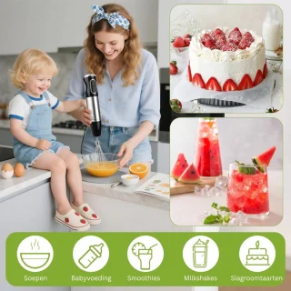 Staafmixer Set - Hakmolen - Groentesnijder - Soepmaker - Zwart