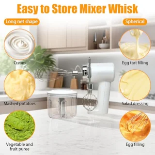 Draadloze 3-in-1 elektrische mixer met hakmolen en 3 snelheden