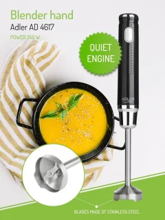 Adler 4617 - Staafmixer - Hakmolen - Handblender - 350 watt - zwart