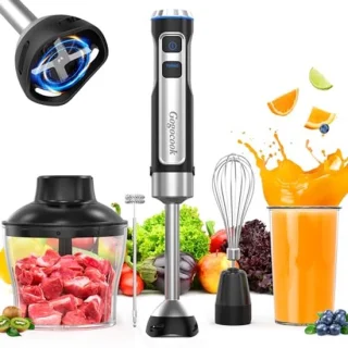 5-in-1 Staafmixer met 1000 W en 21 Snelheden voor Koken en Bakken
