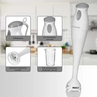 Staafmixer en handmixer voor smoothies met mengbeker en roestvrijstalen mes, 180 Watt