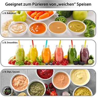 Staafmixer en handmixer voor smoothies met mengbeker en roestvrijstalen mes, 180 Watt