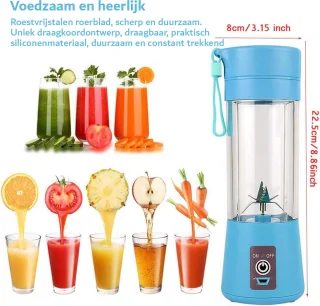 Blender - Staafmixer - Mixer - Incl 6 Roestvrijstalen Mesbladen - 380ml Inhoud - USB Oplaadbaar - Compact- nutribullet - blender smoothie- 380 ml