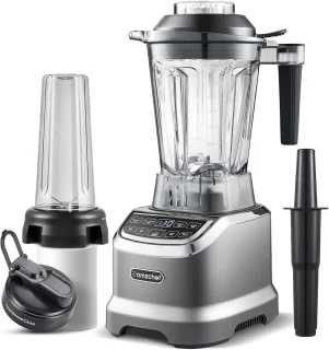 Krachtige 2-in-1 Blender met 2000 Watt | 1,85 Liter & 600ml Smoothie Maker | Matgrijze Blender