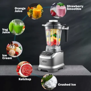 Krachtige 2-in-1 Blender met 2000 Watt | 1,85 Liter & 600ml Smoothie Maker | Matgrijze Blender