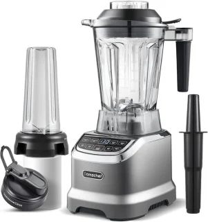 Krachtige 2-in-1 Blender met 2000 Watt | 1,85 Liter & 600ml Smoothie Maker | Matgrijze Blender