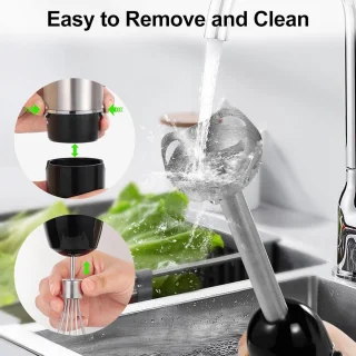 1500 W Staafmixer Set - 5-in-1 Roestvrij Staal Mixerset met Garde, Melkopschuimer, en Hakselaar voor Babyvoeding