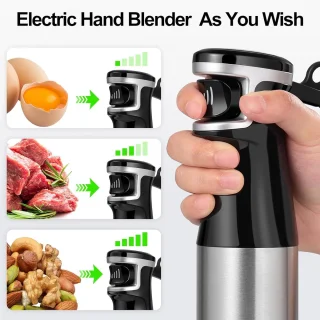 1500 W Staafmixer Set - 5-in-1 Roestvrij Staal Mixerset met Garde, Melkopschuimer, en Hakselaar voor Babyvoeding