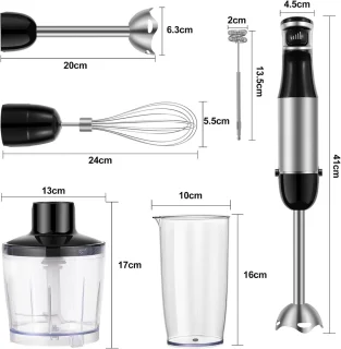 1500 W Staafmixer Set - 5-in-1 Roestvrij Staal Mixerset met Garde, Melkopschuimer, en Hakselaar voor Babyvoeding