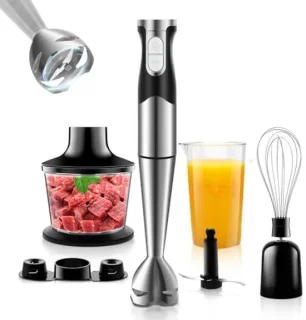 6-in-1 Staafmixer, Multifunctioneel, 1200 W, Instelbare Snelheid, RVS, Met Spatbescherming