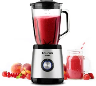 Hoge Vermogen Blender met 1300W, 1,5L Glazen Kom en Roestvrijstalen Messen - Ideaal voor IJs en Bevroren Voedsel