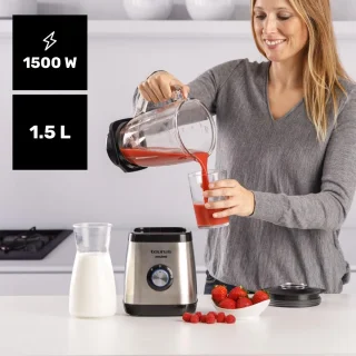 Hoge Vermogen Blender met 1300W, 1,5L Glazen Kom en Roestvrijstalen Messen - Ideaal voor IJs en Bevroren Voedsel