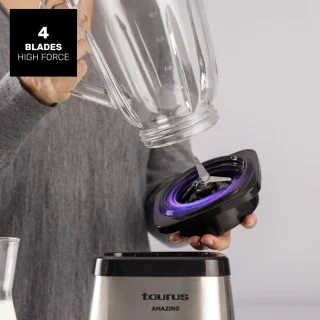 Hoge Vermogen Blender met 1300W, 1,5L Glazen Kom en Roestvrijstalen Messen - Ideaal voor IJs en Bevroren Voedsel