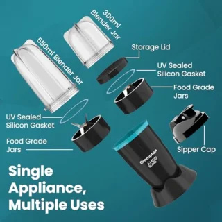 Krachtige Nutri Blender 400 Watt - Smoothie Maker & Mixer Grinder - Zwart & Zee Groen - 2 Potten & Sipper Cap