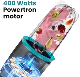 Krachtige Nutri Blender 400 Watt - Smoothie Maker & Mixer Grinder - Zwart & Zee Groen - 2 Potten & Sipper Cap