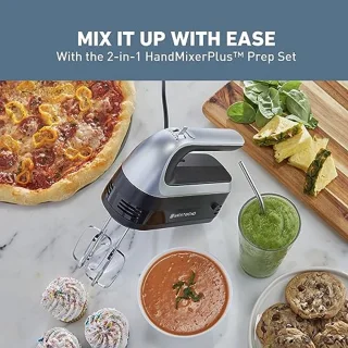 Handmixer met staafmixer en 6 snelheden - Ergonomische 250W handmixer met opbergkoffer