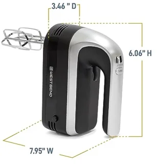 Handmixer met staafmixer en 6 snelheden - Ergonomische 250W handmixer met opbergkoffer