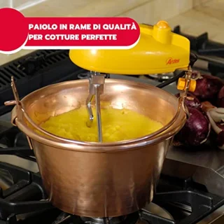 Koperen Pot 26 cm - Polenta Mixer en Jam Roerwerk met Elektromotor