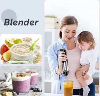 Staafmixer Set – 4-in-1 Staafmixerset Met 12 Snelheden en Turbofunctie – Hakmolen - Inclusief Maatbeker, Hakbeker en Mengopzetstuk – 1000W