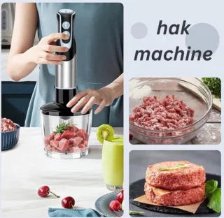Staafmixer Set – 4-in-1 Staafmixerset Met 12 Snelheden en Turbofunctie – Hakmolen - Inclusief Maatbeker, Hakbeker en Mengopzetstuk – 1000W